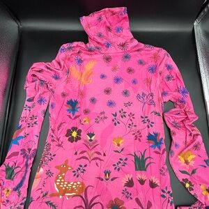 Floral Pink Turtleneck Top